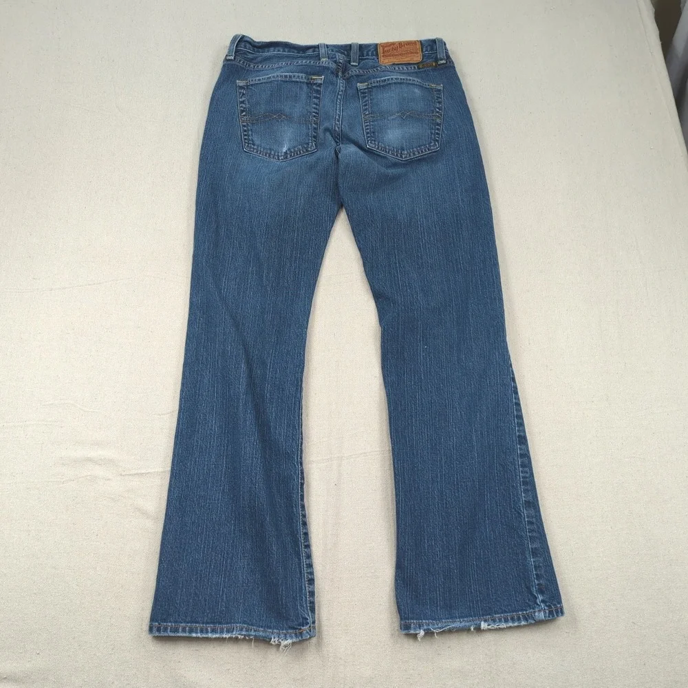 Lucky Brand Jeans Mens 30x31 Blue Slim Boot Cut Buton Fly Western Distressed